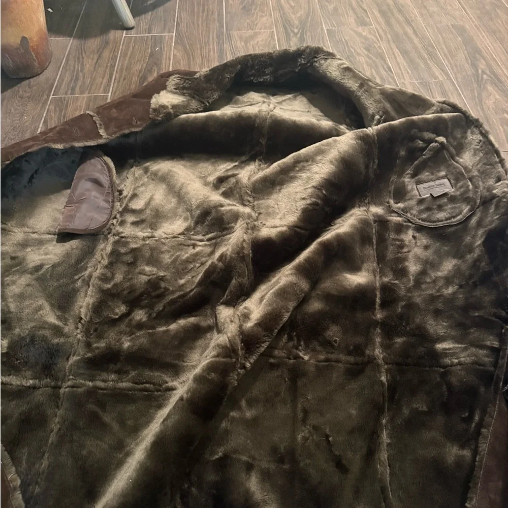 Vintage leather patched Brandon Thomas Fur-Lined Women's Coat